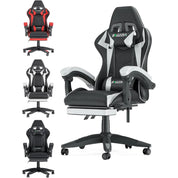 Ergonomic Gaming Chair with Footrest, Headrest, and Lumbar Cushion