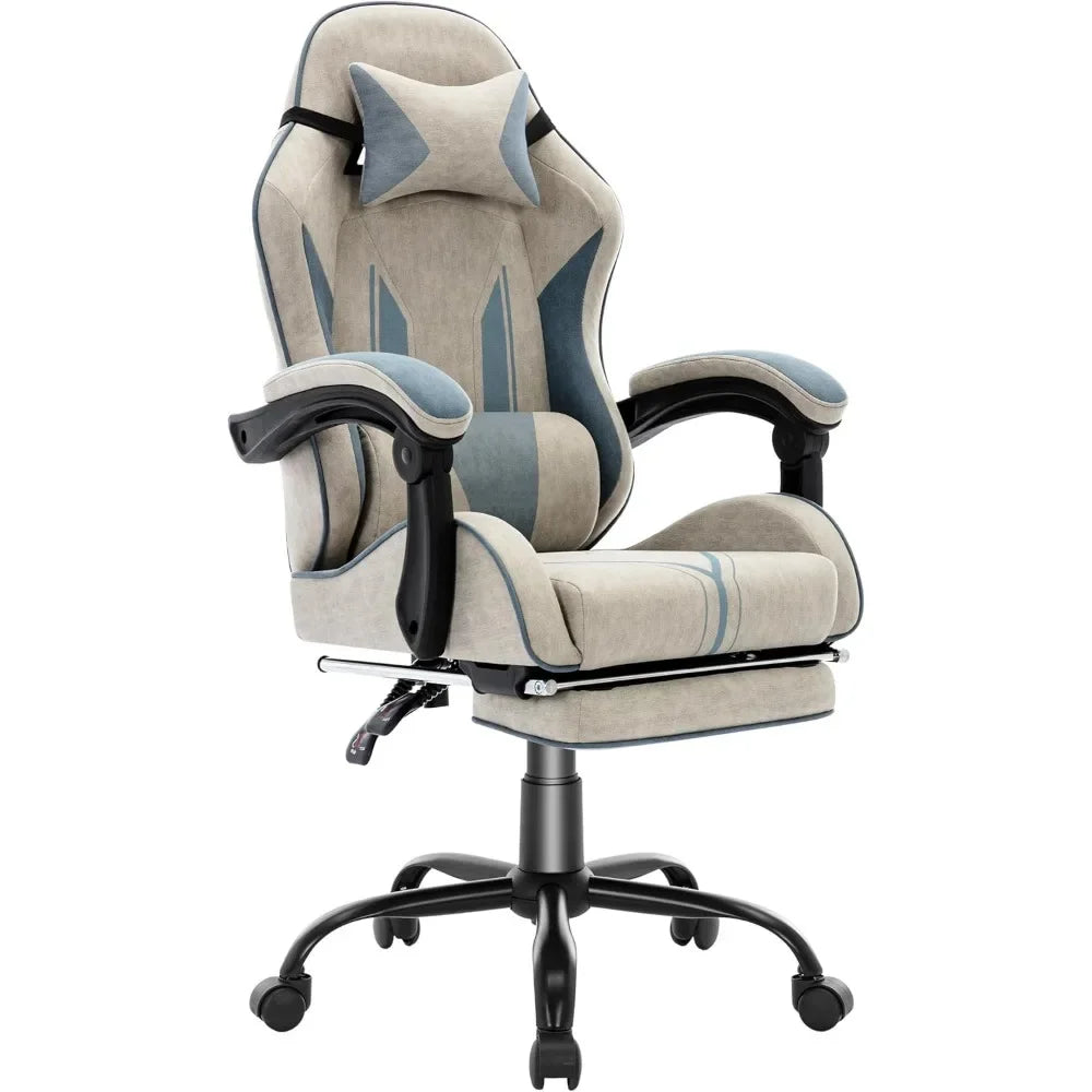 Gaming Chair with Footrest and Lumbar Support