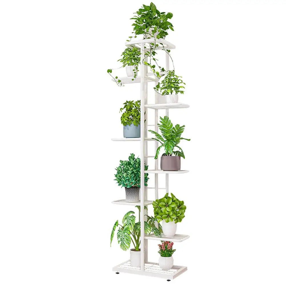 8-Tier Corner Plant Stand – Metal Flower Shelf for Indoor/Outdoor Planters, Vertical Display, and Storage