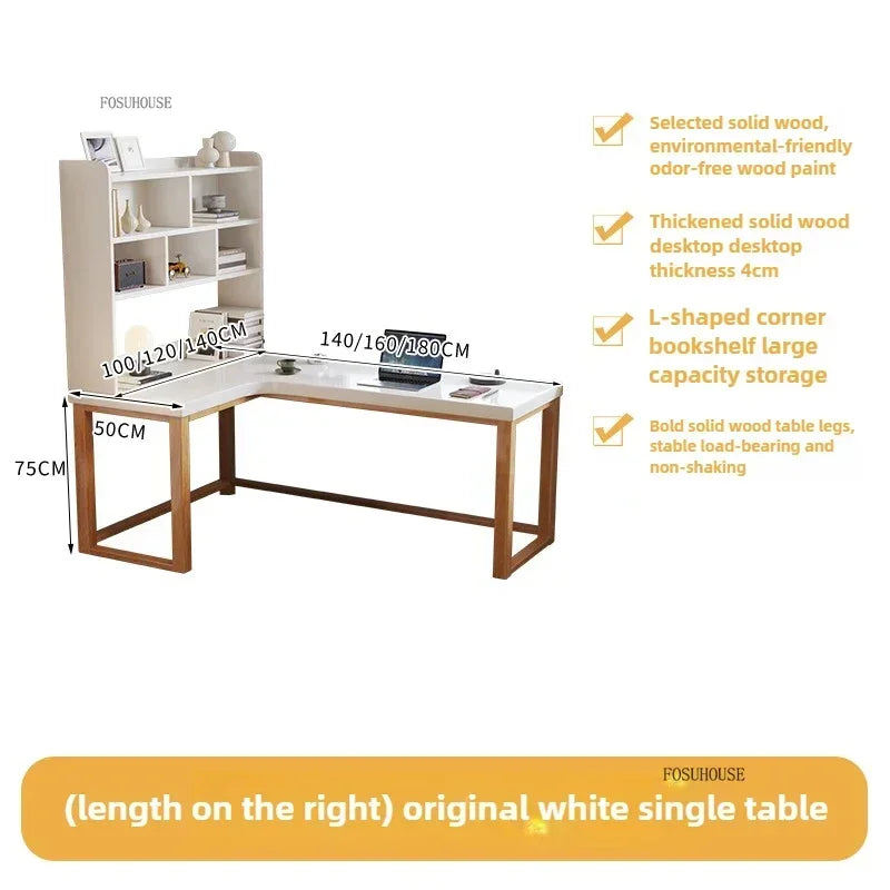 European Solid Wood Corner Computer Desks Home Desktop Computer Table L-shaped Long Writing Desks Double E-sports Gaming Table D
