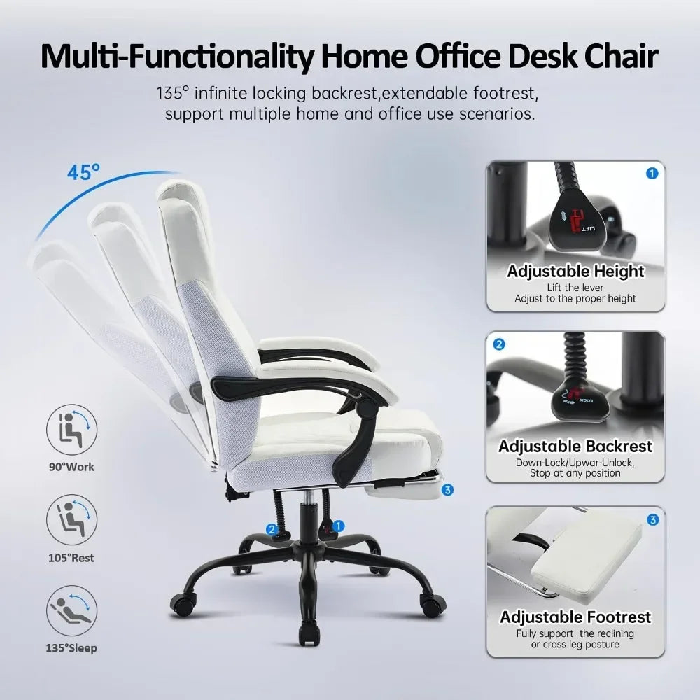 Ergonomic Big and Tall High Back Leather Office Chair with Lumbar Support and Footrest