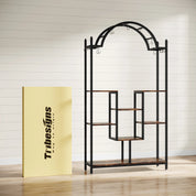 Tribesigns 5-Tier Tall Indoor Plant Stand, 74.8'' Arched Metal Flower Shelf with Hanging Hooks, Large Bonsai Pots Display Rack