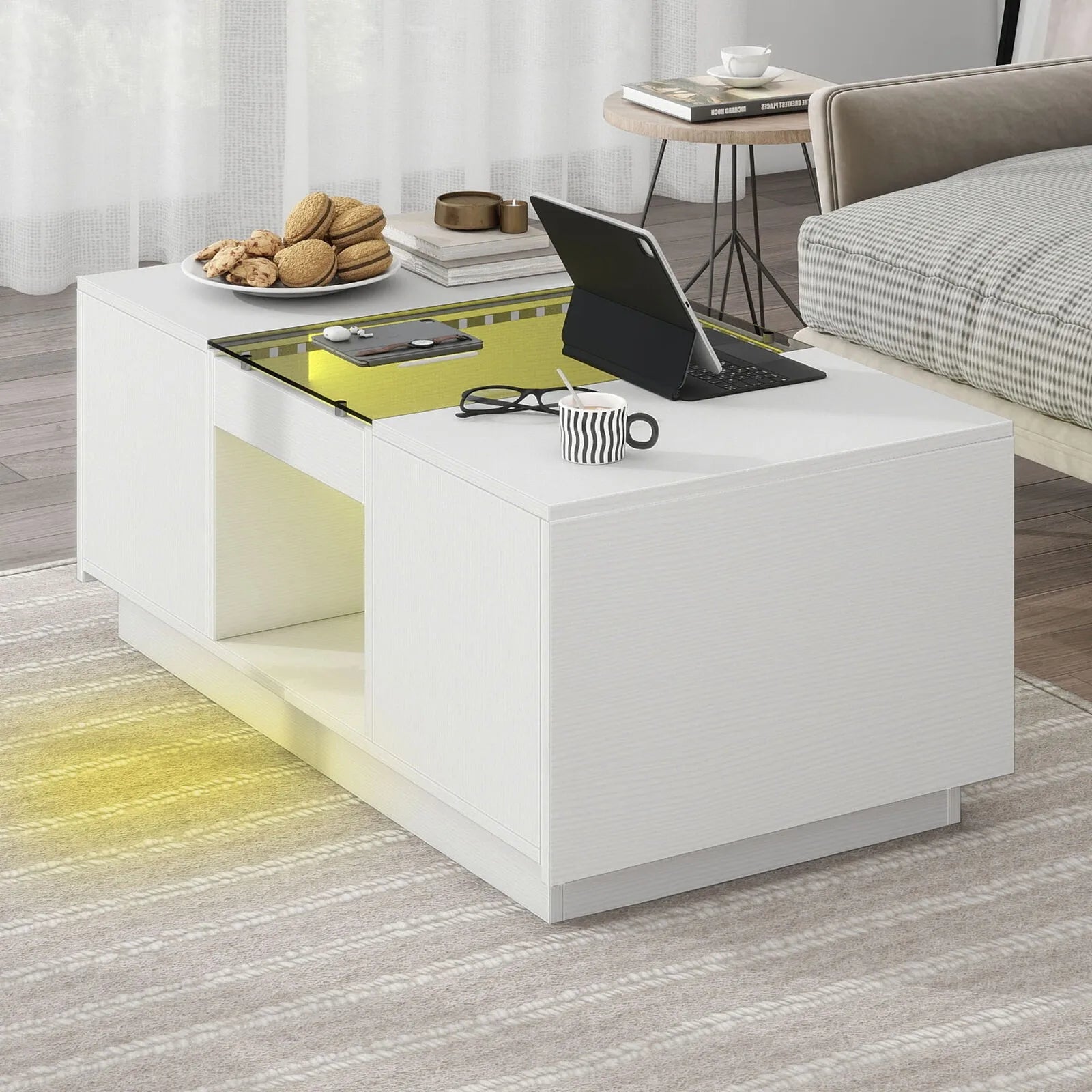 Coffee Table Upscale Large Living Room Table Remote Control