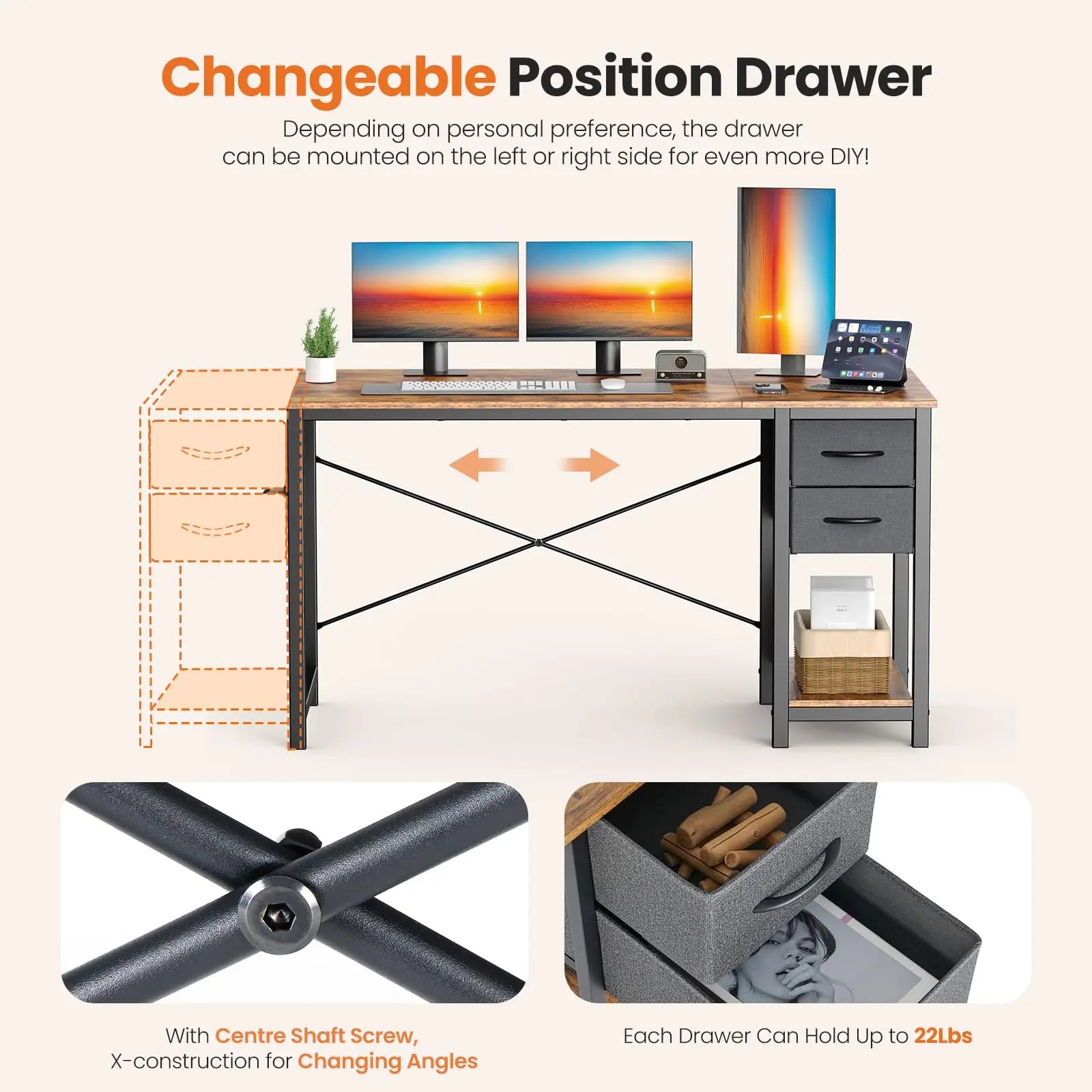 Rectangular Computer Desk with Storage Cabinet | Space-Saving Modern Office Desk – FurnishSpot®