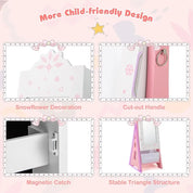 Children’s Wooden Standing Jewelry Cabinet with Full-Length Mirror & Storage Drawers – White