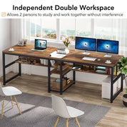 FurnishSpot® Wooden Computer Desk with Storage Cabinet – Mahogany Finish