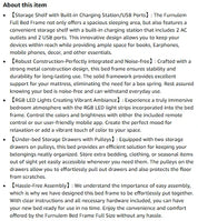 Full/Queen Size Bed Frame with Storage Headboard, Metal Platform Bed Frame with Storage Drawers, LED Lights and Charging Station