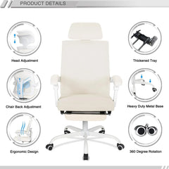 Home Office Desk and Chair Set with Drawers & Shelves