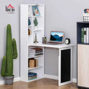 Fold-Out Convertible Writing Table,Wall Mount Desk Cabinet with Blackboard and Side Shelf Multi-Function Home Office Workstation