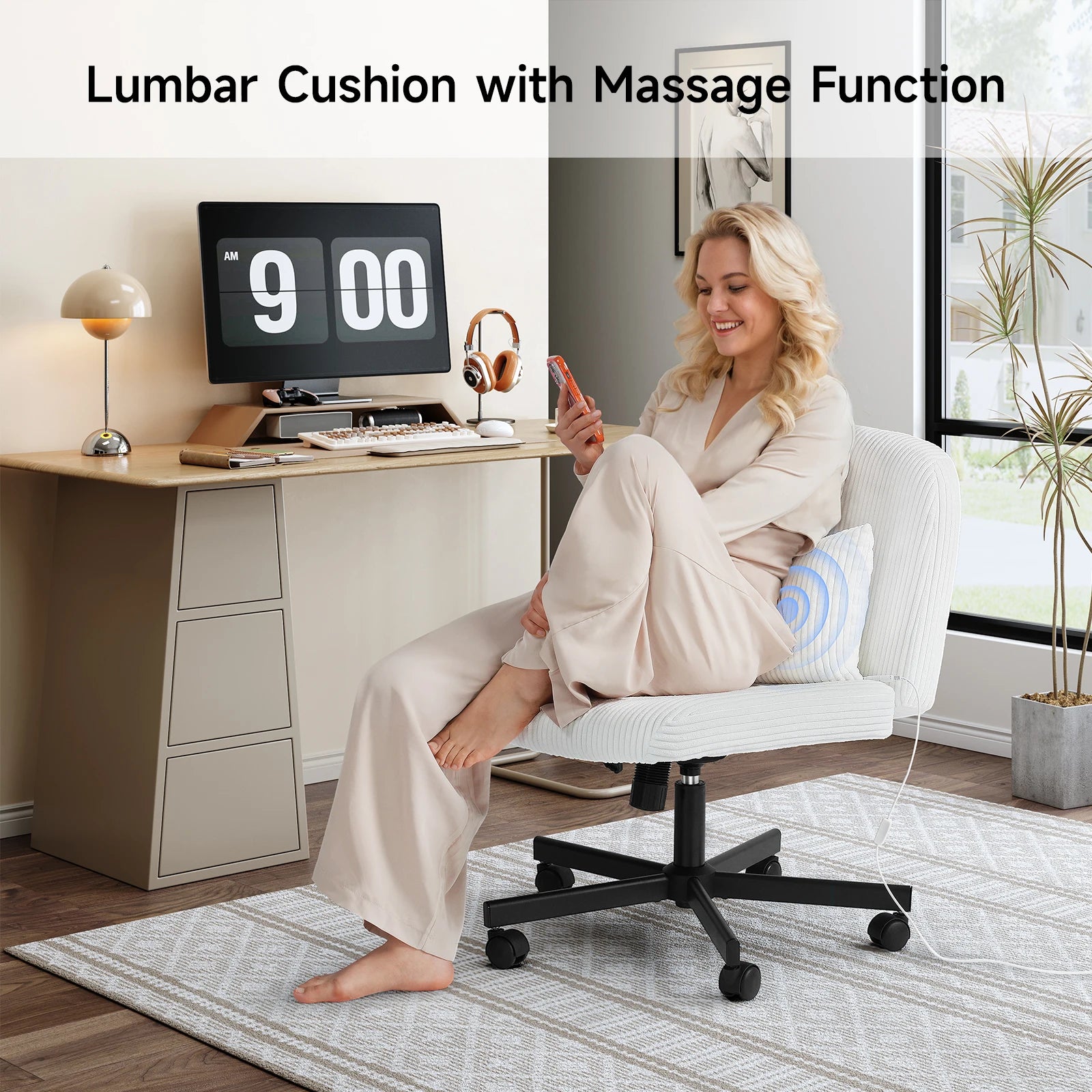 Cross Leg Office Chair w/ Double Layer Sponge Cushion