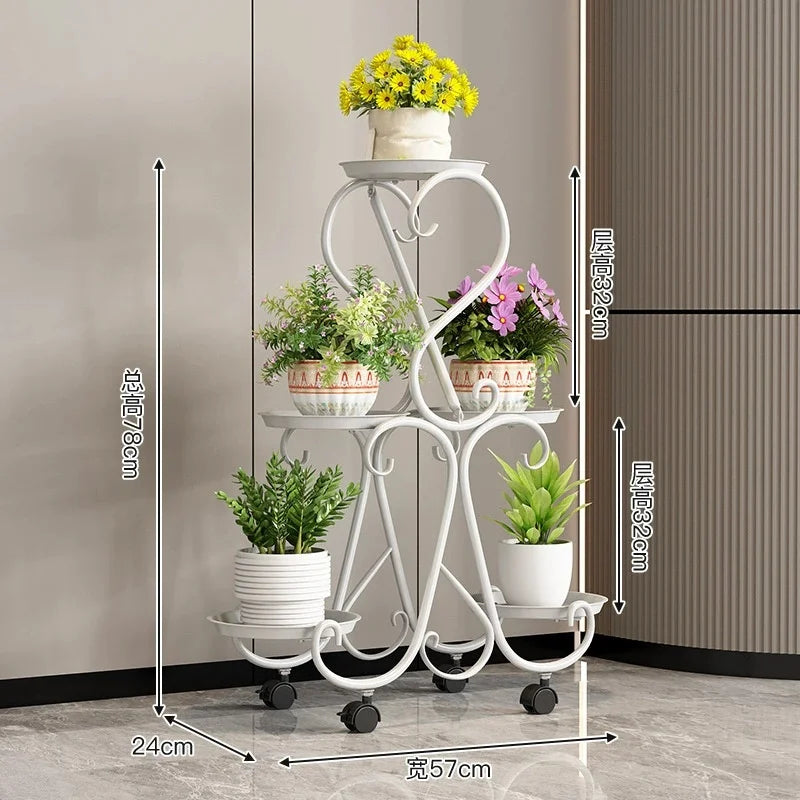 Balcony Flower Stand Storage Rack Modern Flower Stand Flower Multi-Layer Metal Shelves Plant Rack Plant Pot Stand Decor Garden