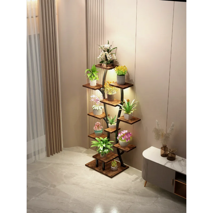 (Vase Shape) Plant Stand Indoor with Grow Lights, Indoor Plant Shelf, Metal Plant Flower Holder Stand, Vase Shape Plant Rack for