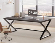 Large Black Desk, 70.8” Long Computer Desk for Home Office, Modern Wide Executive Work Desk for Writing Study, Simple Wood Meta