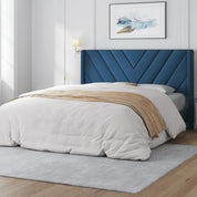 Bed Frame Upholstered Platform Bed w/Wing Side/Wooden Slat Support/Tufted Headboard w/Wing Side, No Box Spring Needed