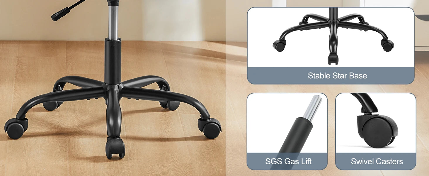 Armless Office Desk Chair with Back Lumbar Support