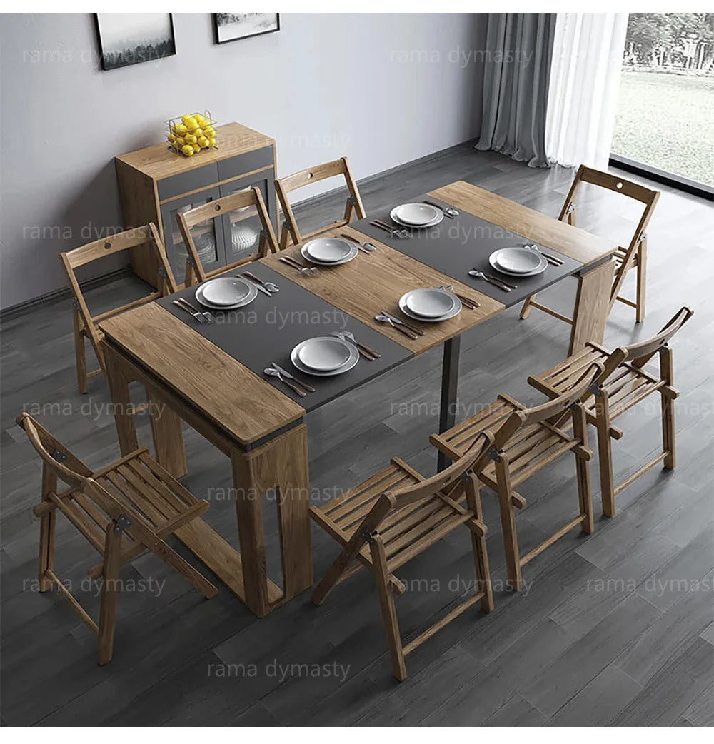 Modern Extendable Dining Table Rectangle Sideboard With Storage