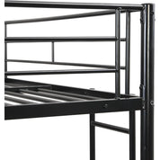 Full Over Full Bunk Bed for Teens, Heavy Duty Metal with Sturdy Guard Rail & 2 Side Ladders, Convertible Bunkbed,No Box Spring N
