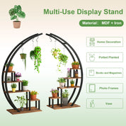 Set of 2 Metal Plant Shelves with Plant Hangers – Suitable for Indoor & Outdoor Use