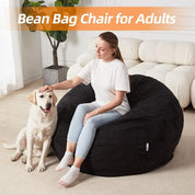 Bean Bag Chair: Teardrop Bean Bags With Memory Foam Filled, Compact Beanbag Chairs Soft Sofa With Corduroy Cover (Black)