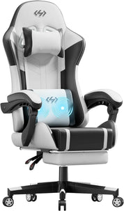 Ergonomic PU Leather Gaming Chair with 360° Swivel & Lumbar Massage