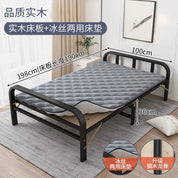 Solid wood folding bed Household simple single bed Extra bed 1 meter 2 Adult rental room Reinforced hard board double iron