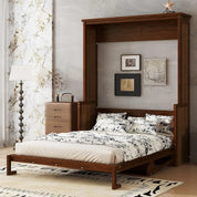 FurnishSpot™ Queen Size Murphy Bed with Desk – Horizontal Wall Bed Cabinet with Gas Struts