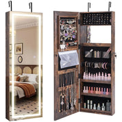 LED Jewelry Armoire with Adjustable Lighted Full-Length Mirror | Wall Mounted or Over Door