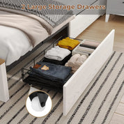 Farmhouse Bed Frame King Size with Bookcase Headboard,  King Bed with LED Lights and Charging Station, Accent with Sliding,White