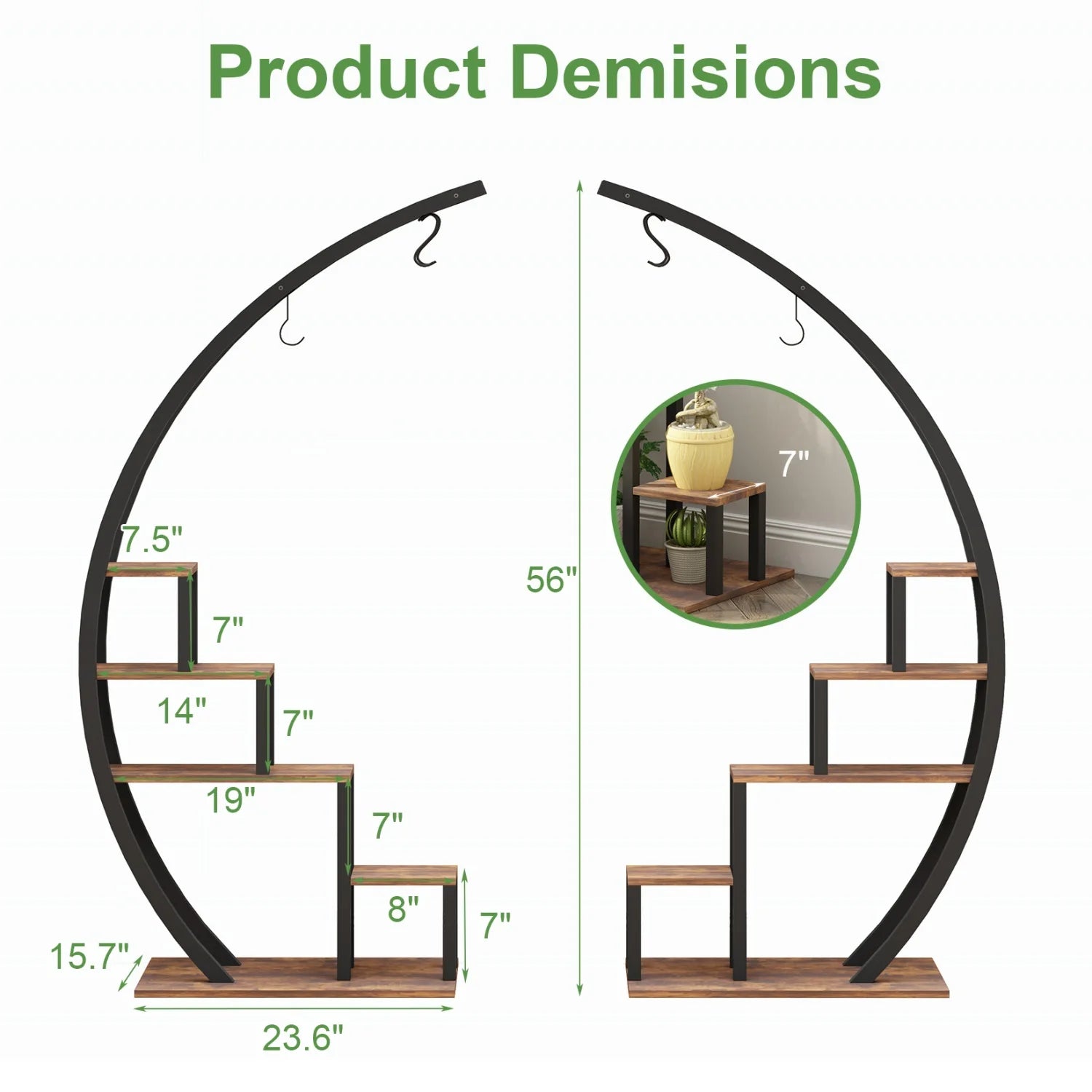 2 Pcs Metal Plant Shelf With Plants Hanger for Indoor Outdoor Plants