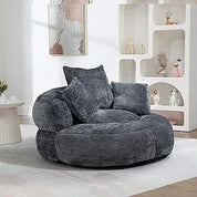 Giant Bean Bag Chair with Foam Filler, Oversized Bean Bag Couch for Adults Teens, Comfy Floor Sofa Chair with 3 Pillows, Lazy Be