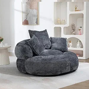 Giant Bean Bag Chair with Foam Filler, Oversized Bean Bag Couch for Adults Teens, Comfy Floor Sofa Chair with 3 Pillows, Lazy Be