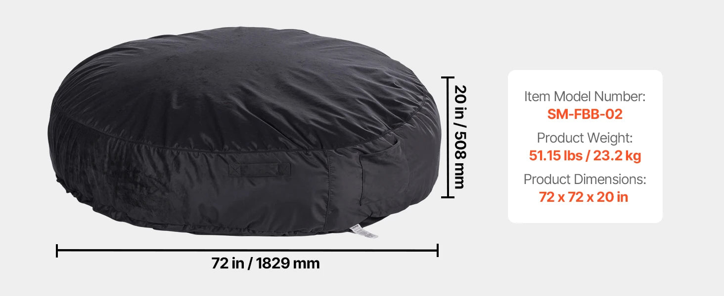 SucceBuy Bean Bag Chair Round BeaBag Chair with Removable and Washable Cover 25D Memory Foam Filled Lazy Sofa for Bedroom