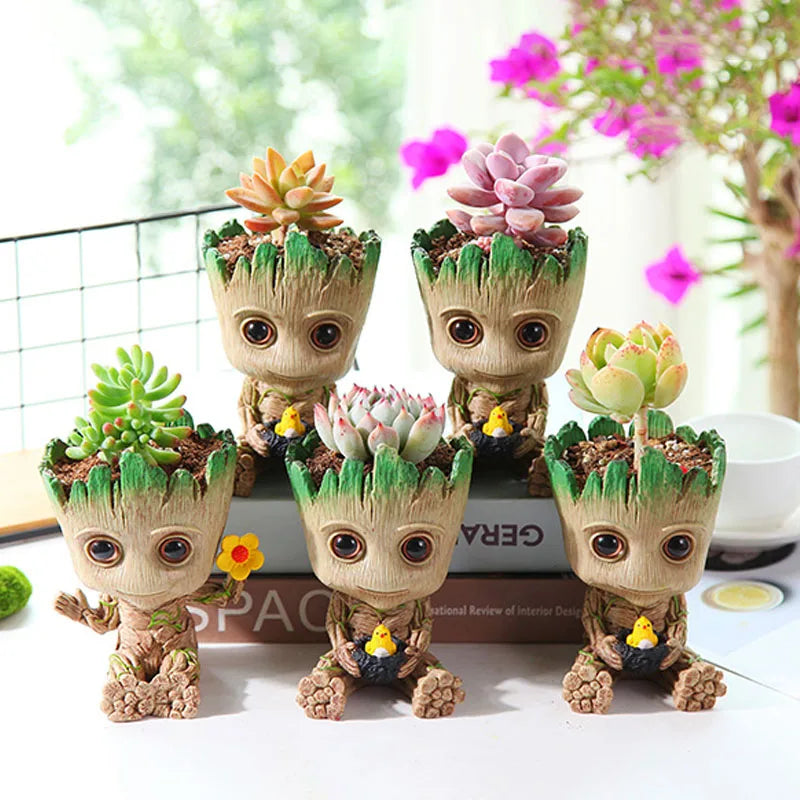 Fashion Handicrafts Anime Action Groot Character Multifunction Plants Flower Pot Pen Holder Storage Organizer Home Decor Crafts