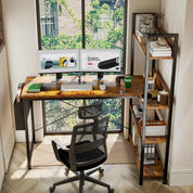 FurnishSpot SpaceSmart™ L-Shaped Computer Desk with Bookshelf & Storage