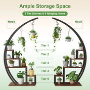 2-Pack 5-Tier Half-Moon Plant Shelf – Metal Flower Stand for Home, Patio, Garden, Balcony