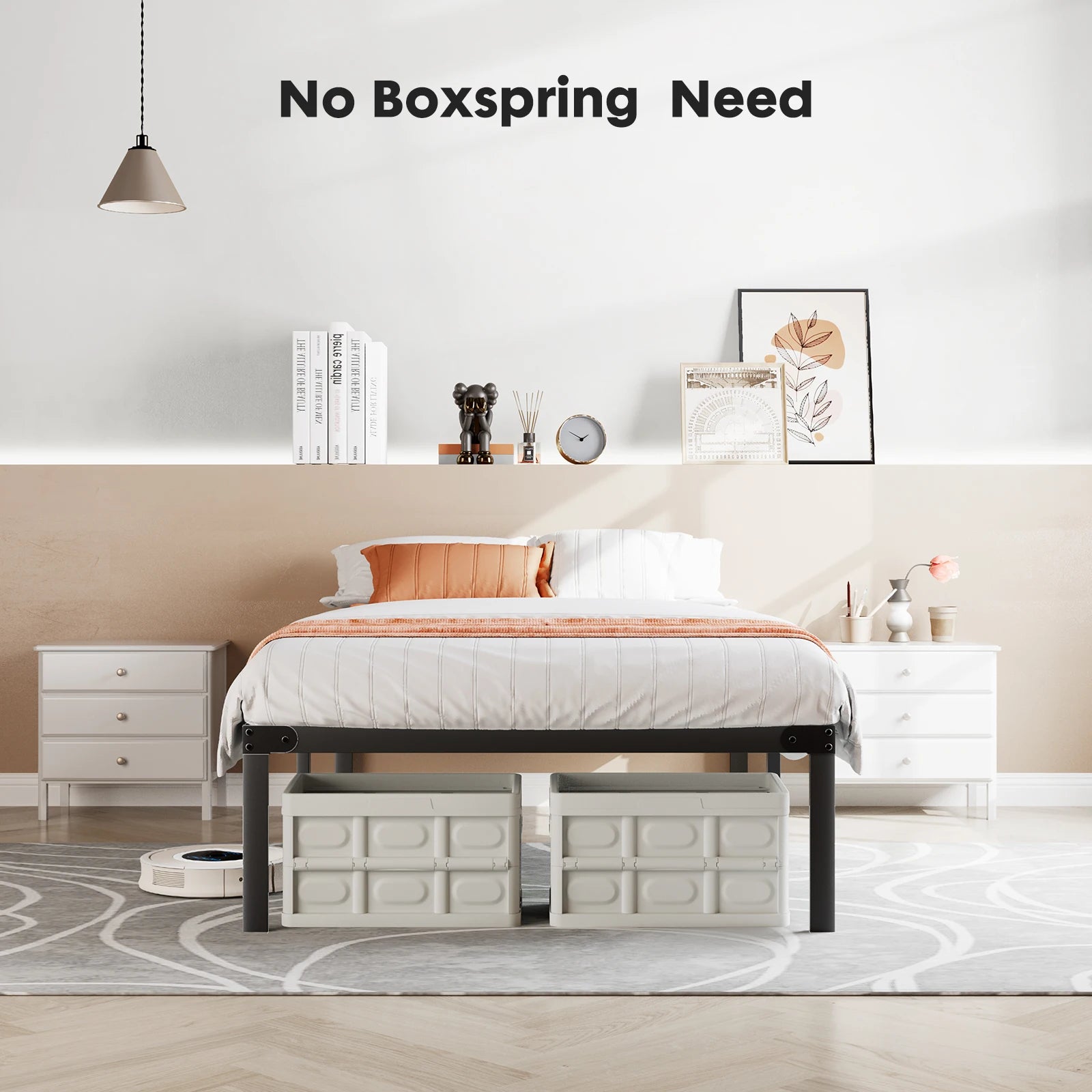 Metal Platform Bedroom Frames with Storage Space