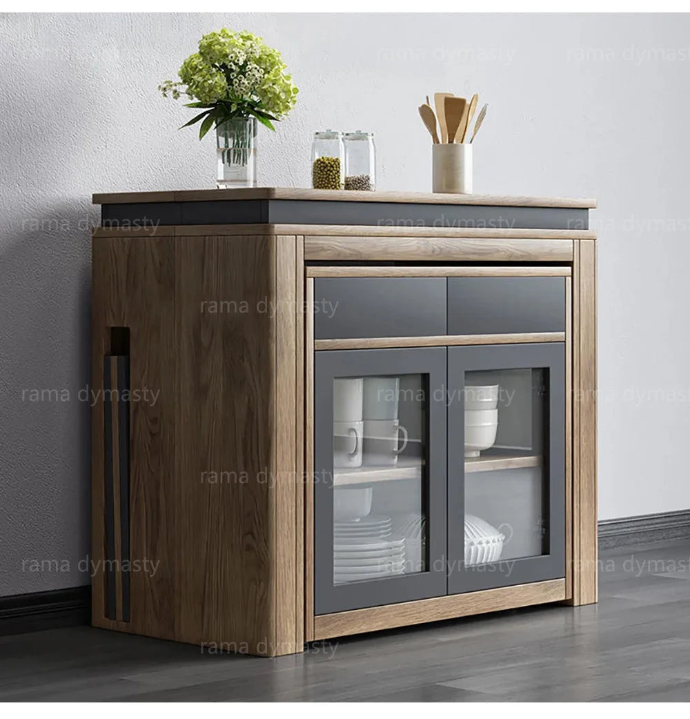 Modern Extendable Dining Table Rectangle Sideboard With Storage
