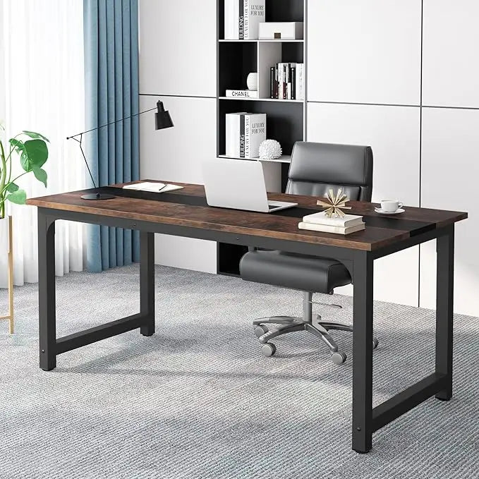 70.8”Executive Desk, Large Office Computer Desk with Thicken Frame, Modern Simple Workstation Business Furniture for Home Offic