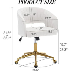 Home Office Chair Swivel Velvet Desk Chair Accent Armchair Upholstered Modern Tufted Chairs with Gold Base