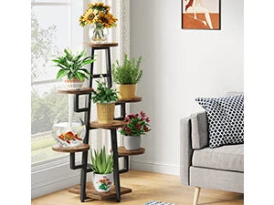7 Tier Display Stand, Wooden Corner Plant Pots Holder  ,Tall Shelf Planter Organizer for Living Room Balcony Garden