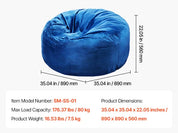 SucceBuy Bean Bag Chair Round BeaBag Chair with Removable and Washable Cover 25D Memory Foam Filled Lazy Sofa for Bedroom
