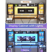 Gaming Desk 74.8'' with LED Lights, Hutch and Storage Shelves, Computer Desk with Monitor Stand, Large PC Gamer Desk Workstatio