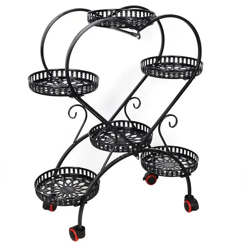 Smartspace™ 6-Tier Metal Plant Stand with Wheels – Rolling Plant Display Rack