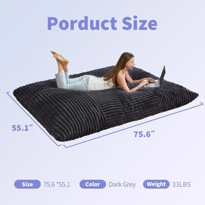 3 in 1 Giant Bean Bag Chairs Convertible Bean Bag Floor Cushion with Machine Washable Cover, Beanbag Chairs for Adult