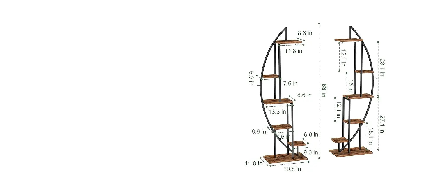 Half Moon Indoor Plant Stand with Grow Lights
