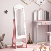 Kids Standing Jewelry Armoire with Full-Length Dress-Up Mirror, Drawers & Storage Shelves