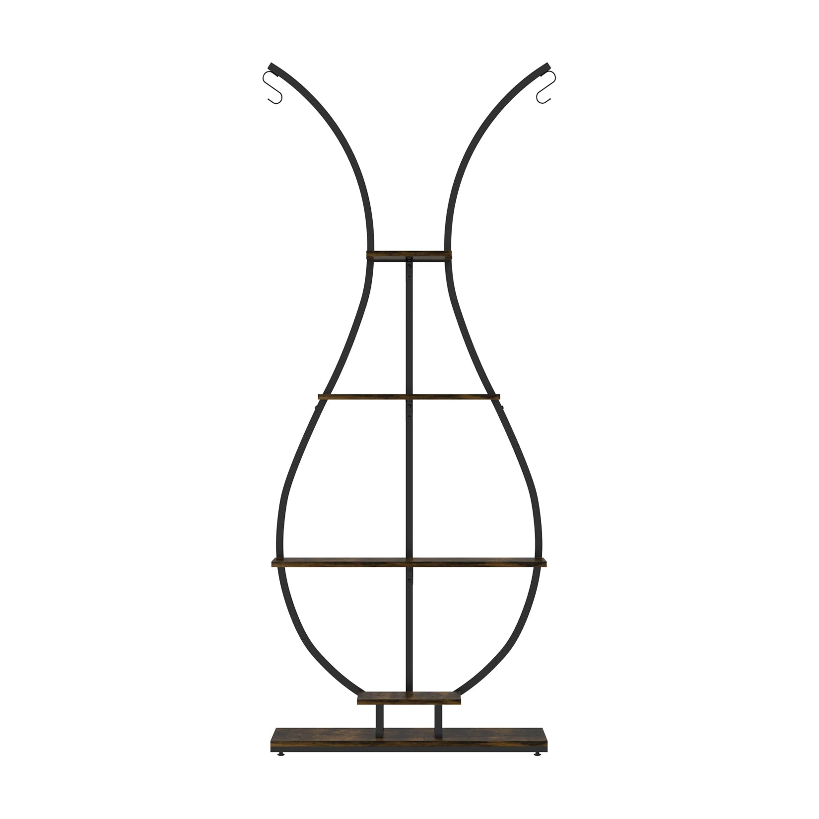 Vase Shape Tall Planter Display Rack Metal Garden Plant Stand with 5 Tiers and Hangers