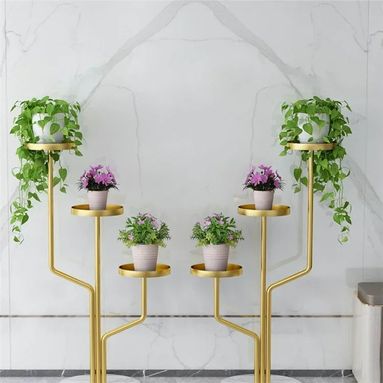 Eisen Indoor Balkon Blumenregale Wohnmöbel Bodentyp Blumentopf Ständer Wohnzimmer Mehrschichtiges Pflanzenregal S