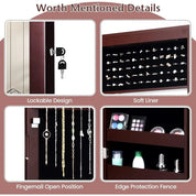 53.5" Full-Length Mirror Jewelry Cabinet with 12 LED Lights | Wall or Door Mounted Lockable Armoire