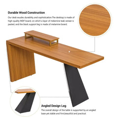 63" Executive Office Desk, Wooden Computer Desk with Moveable Monitor Stand
